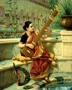 Raja_Ravi_Varma,_Lady_playing_Sitar